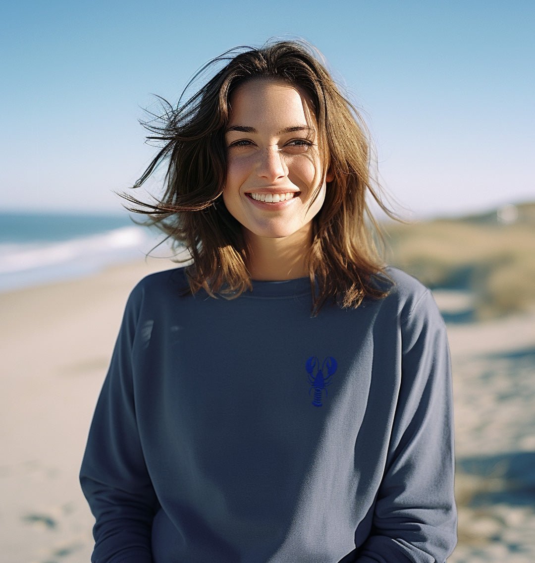 Blue Lobster Womens Sweatshirt - Blue Panda