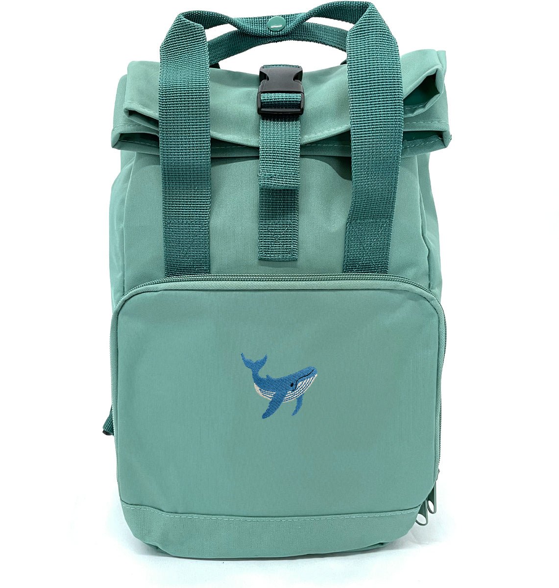 Blue Whale Mini Roll-top Recycled Backpack - Blue Panda
