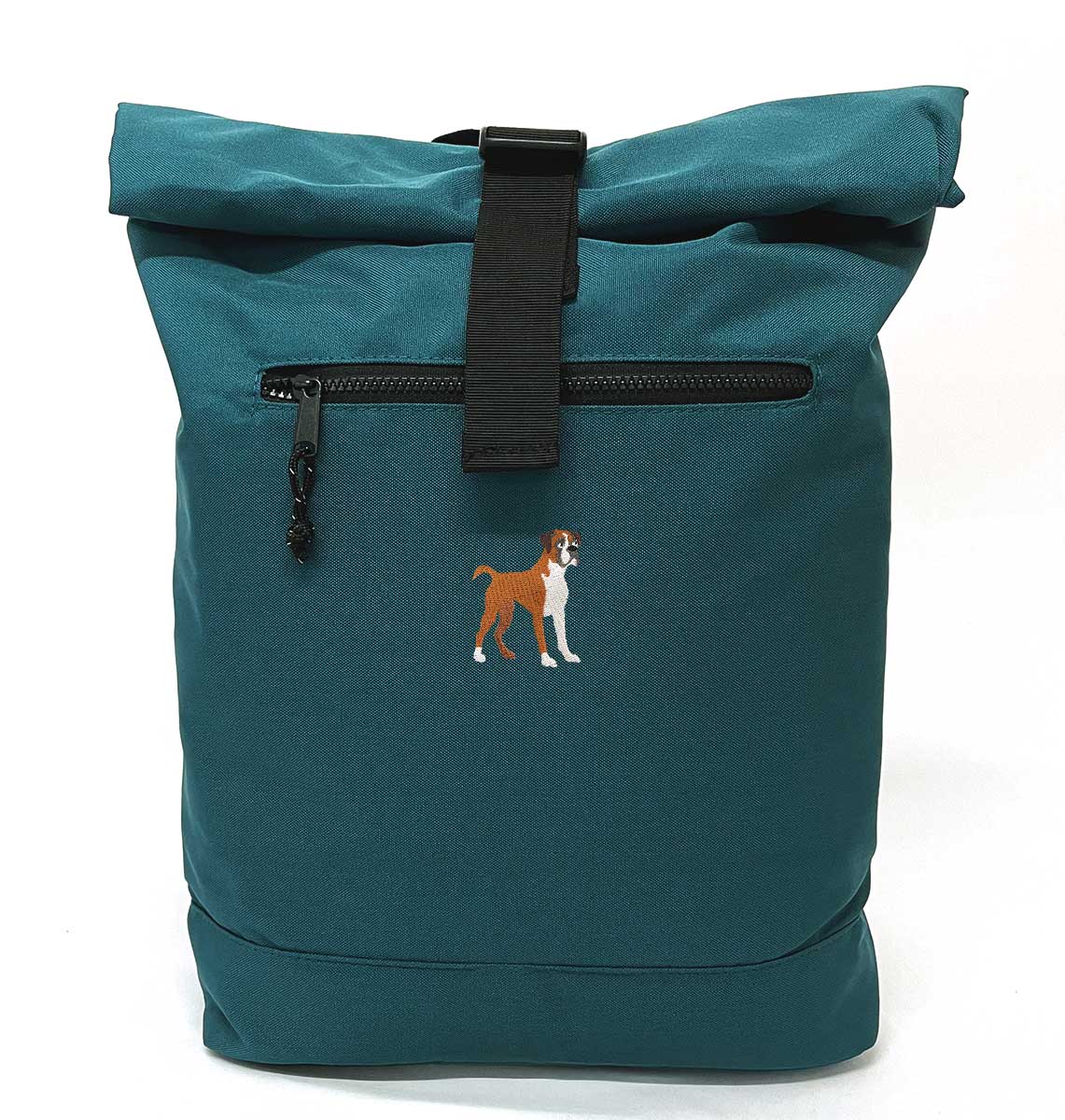 Boxer Dog Beach Roll-top Recycled Backpack - Blue Panda