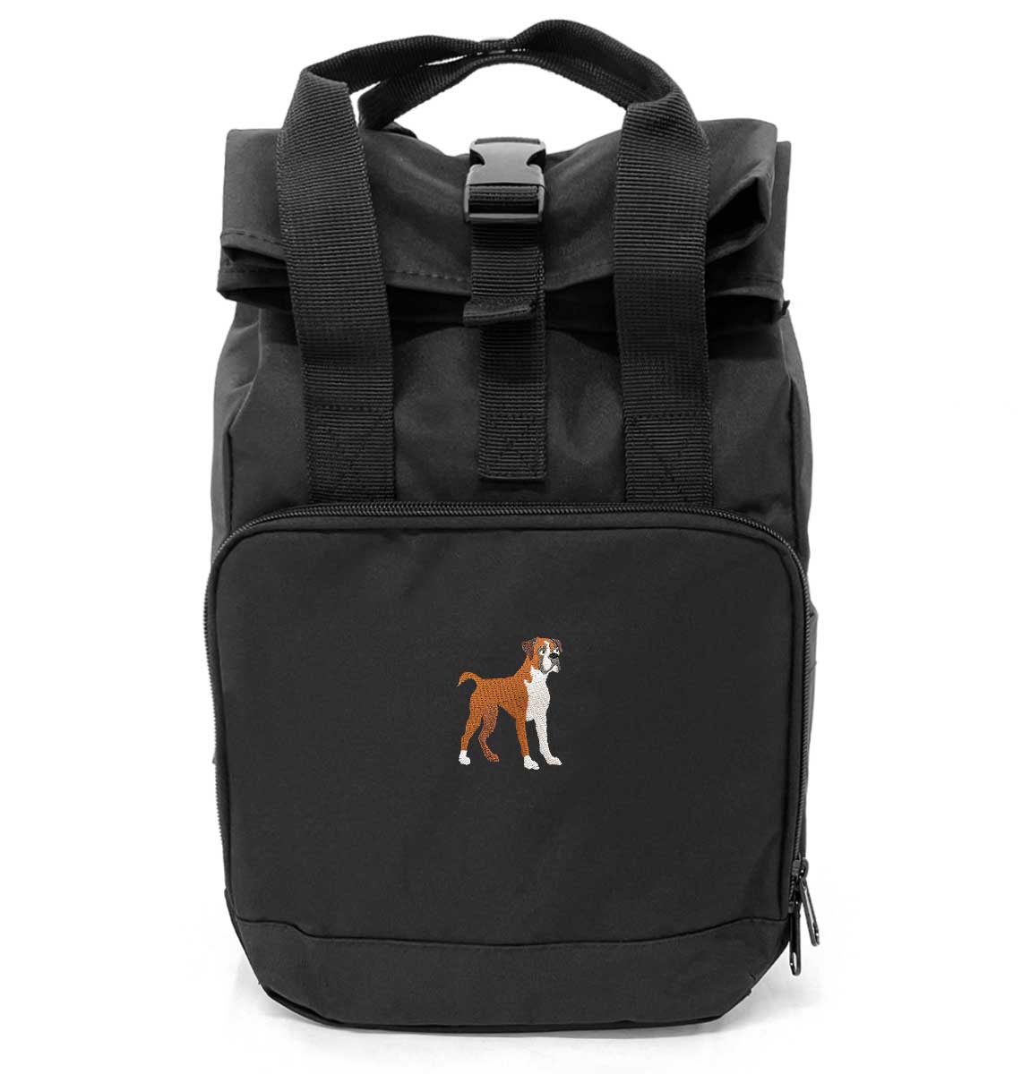 Boxer Dog Mini Roll-top Recycled Backpack - Blue Panda