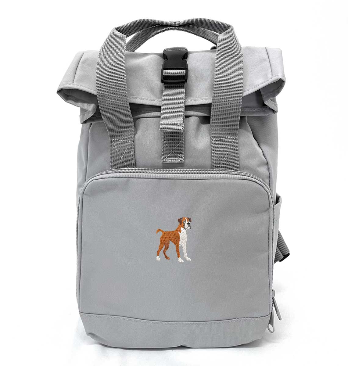 Boxer Dog Mini Roll-top Recycled Backpack - Blue Panda