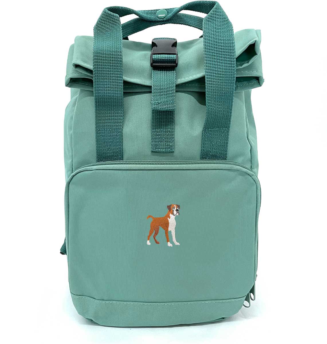 Boxer Dog Mini Roll-top Recycled Backpack - Blue Panda