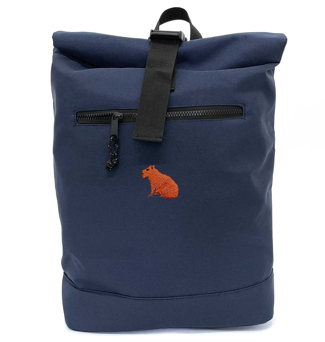 Capybara Beach Roll-top Recycled Backpack - Blue Panda