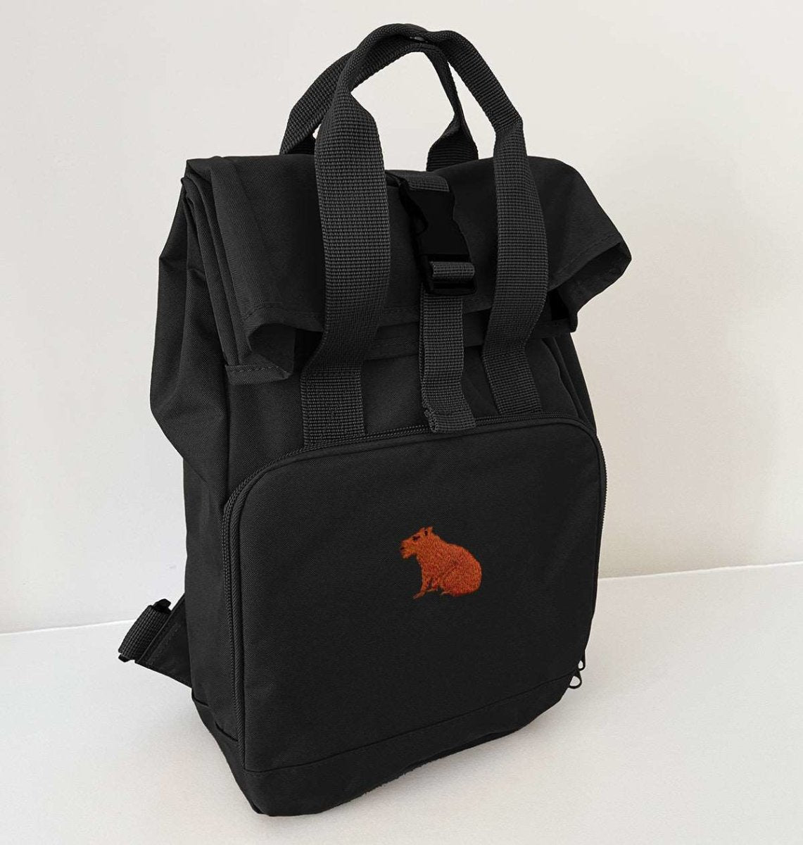 Capybara Mini Roll-top Recycled Backpack - Blue Panda