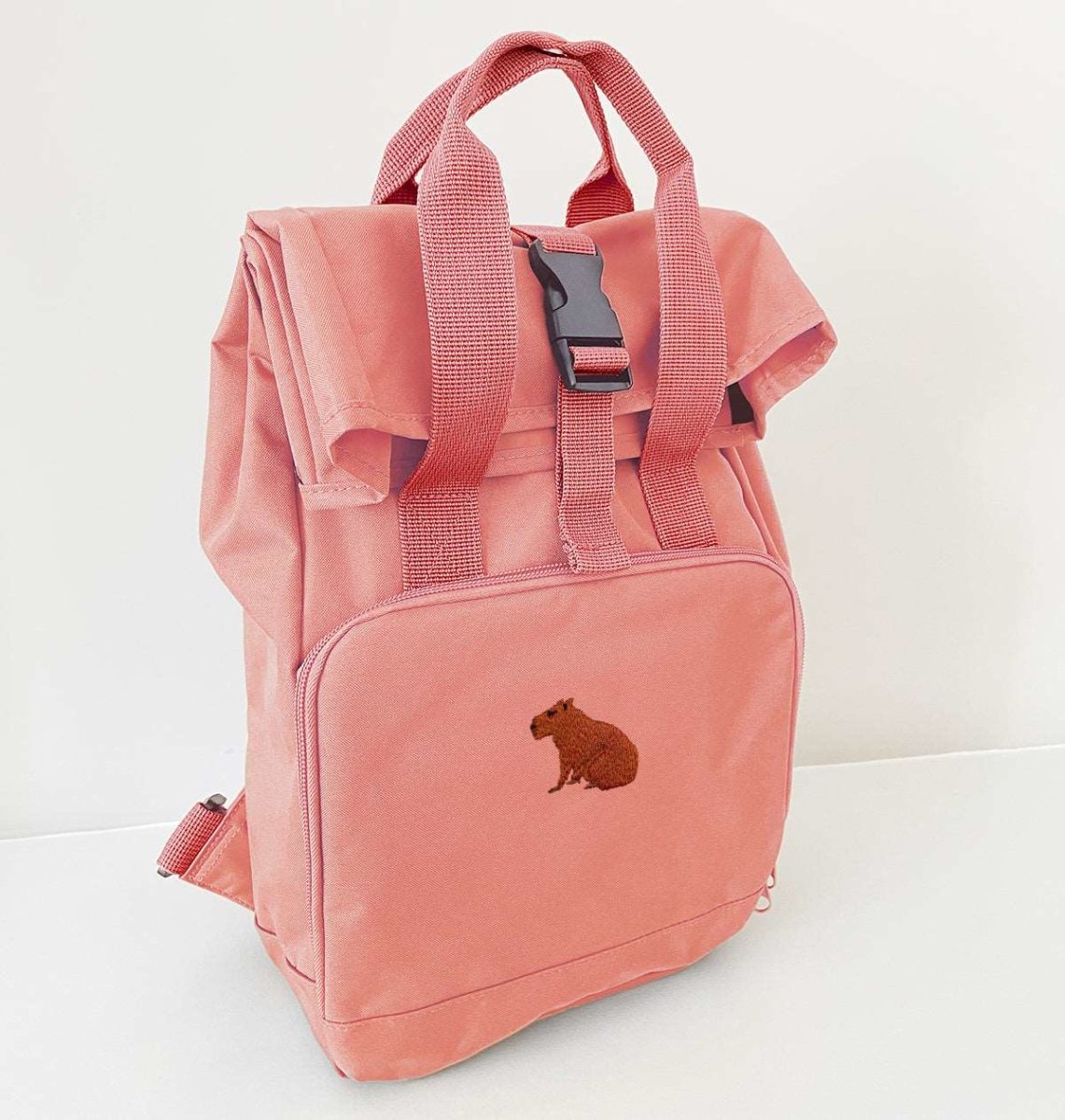 Capybara Mini Roll-top Recycled Backpack - Blue Panda