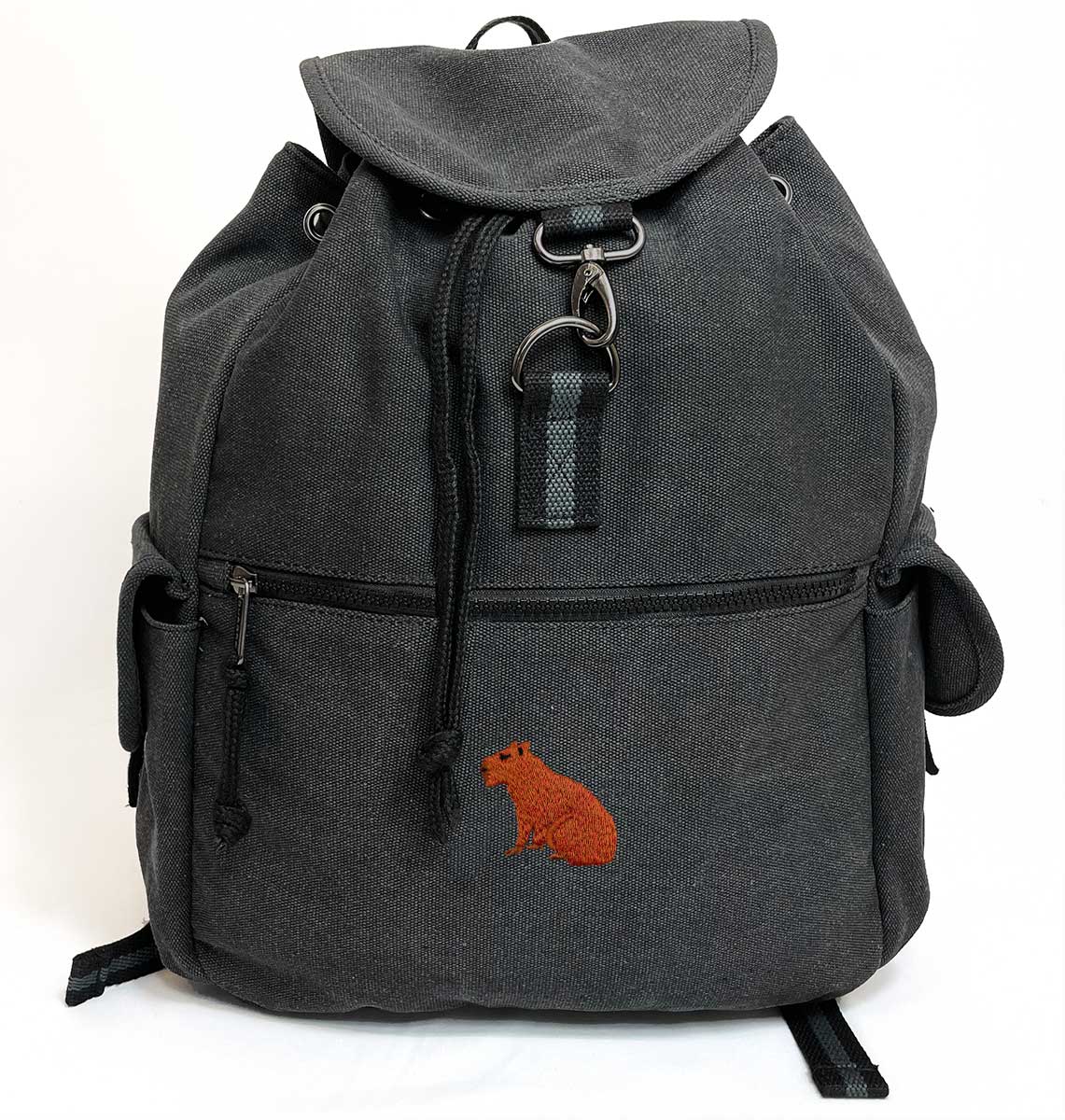 Capybara Vintage Canvas Backpack - Blue Panda