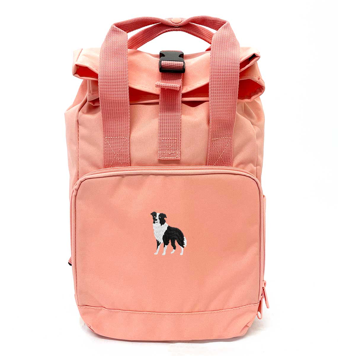 Collie Dog Mini Roll-top Recycled Backpack - Blue Panda