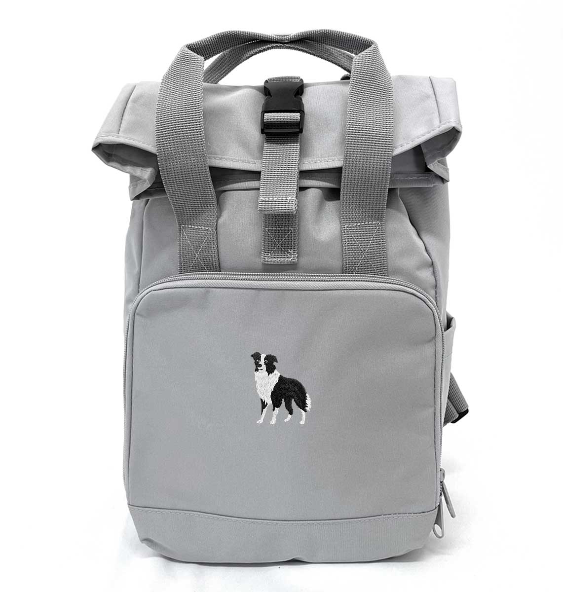 Collie Dog Mini Roll-top Recycled Backpack - Blue Panda