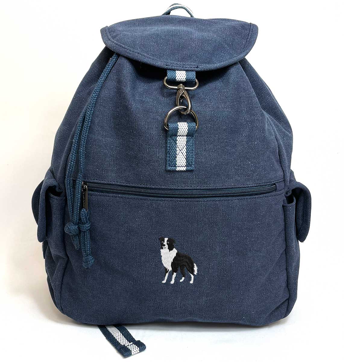Collie Dog Vintage Canvas Backpack - Blue Panda