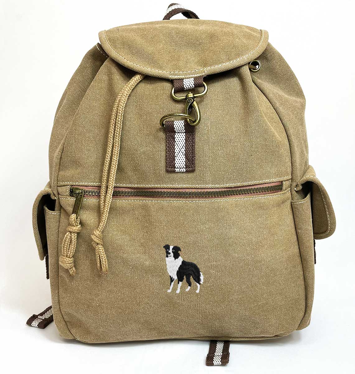 Collie Dog Vintage Canvas Backpack - Blue Panda