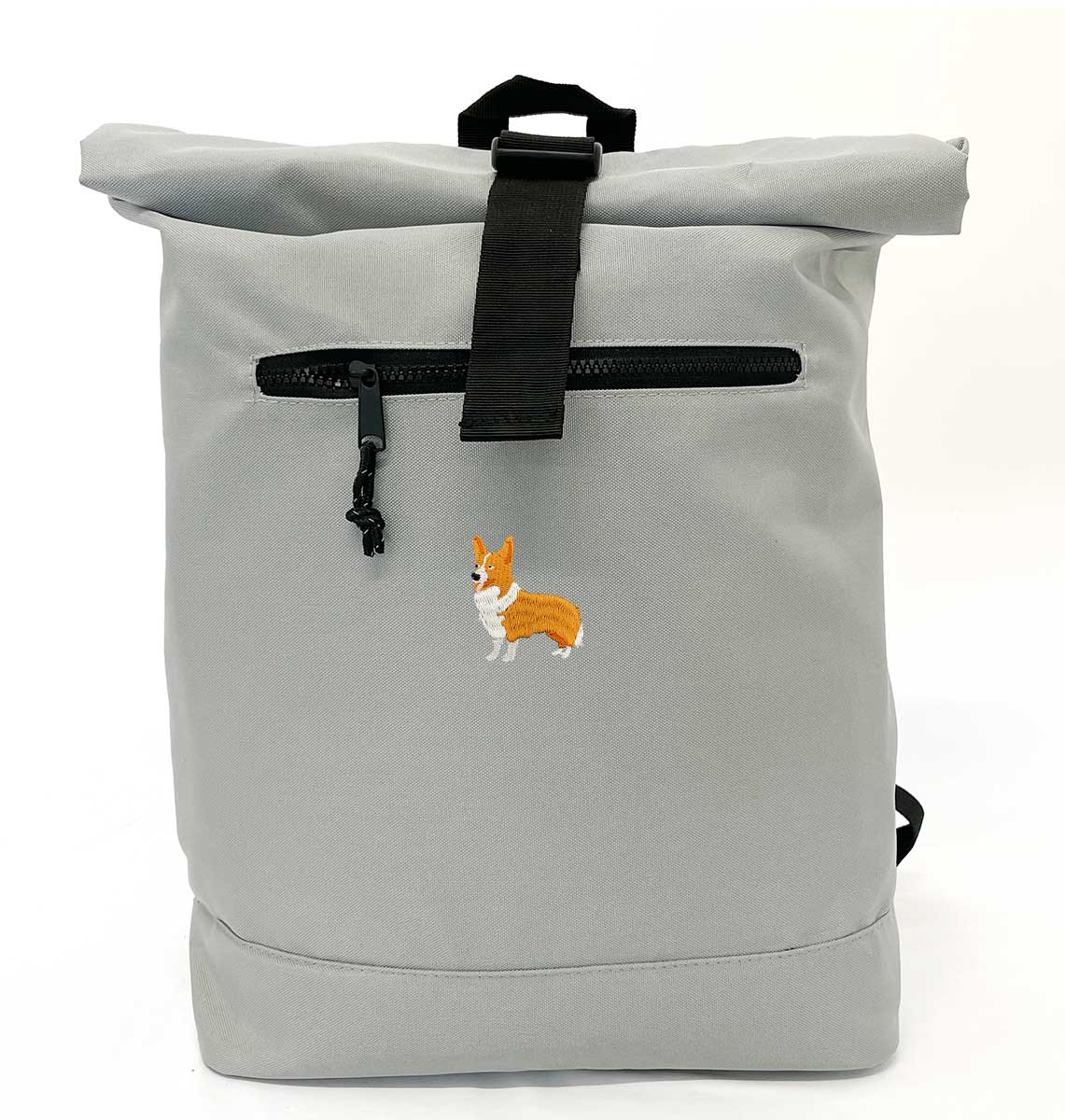 Corgi Beach Roll-top Recycled Backpack - Blue Panda