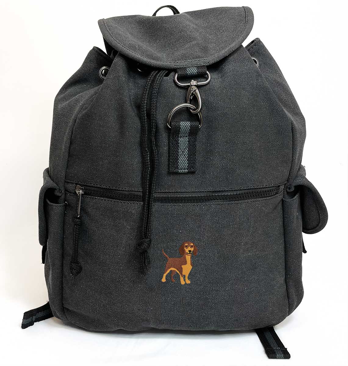 Dachshund Vintage Canvas Backpack - Blue Panda