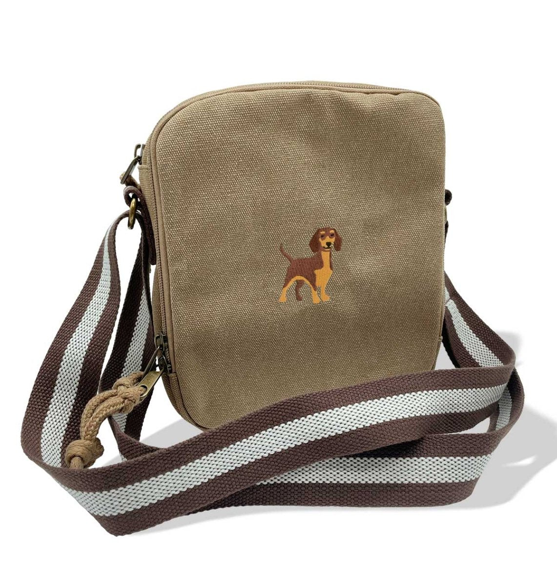 Dachshund Vintage Canvas Cross-Body Hand Bag - Blue Panda