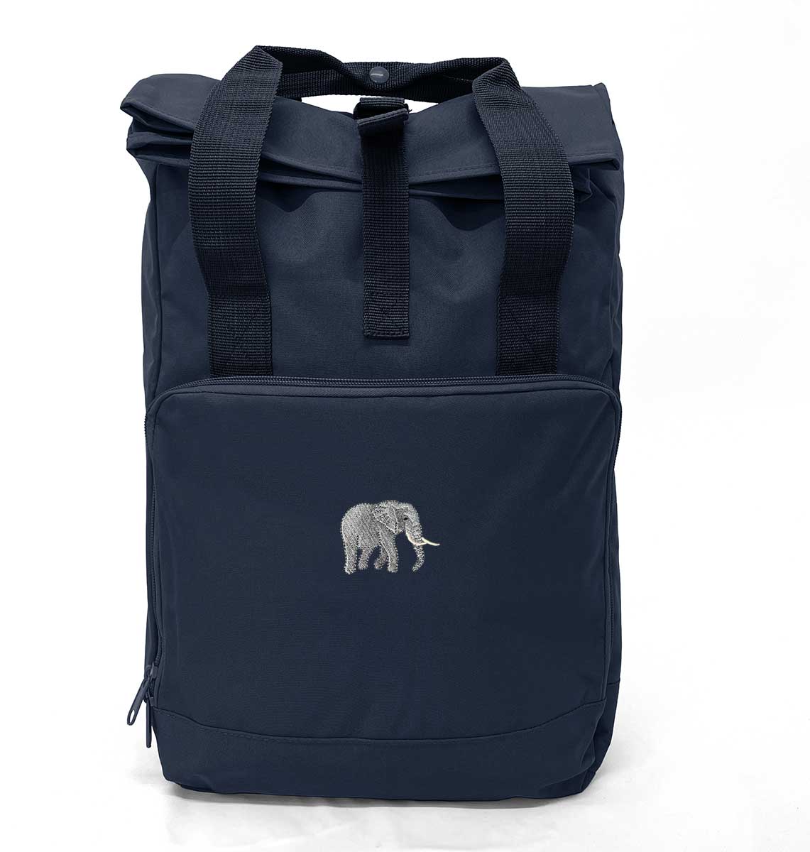 Elephant Large Roll-top Laptop Recycled Backpack - Blue Panda