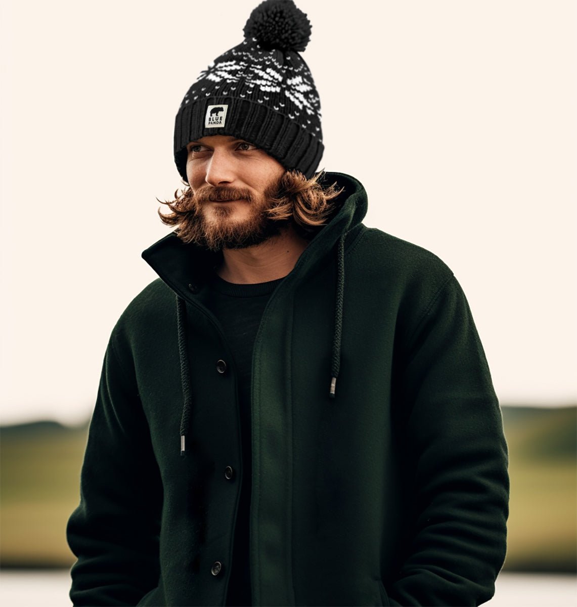 Fair Isle Bobble Hat - Blue Panda