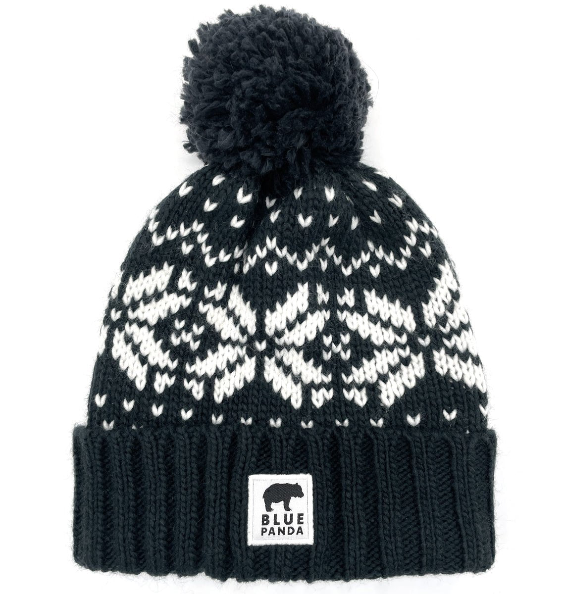 Fair Isle Bobble Hat - Blue Panda