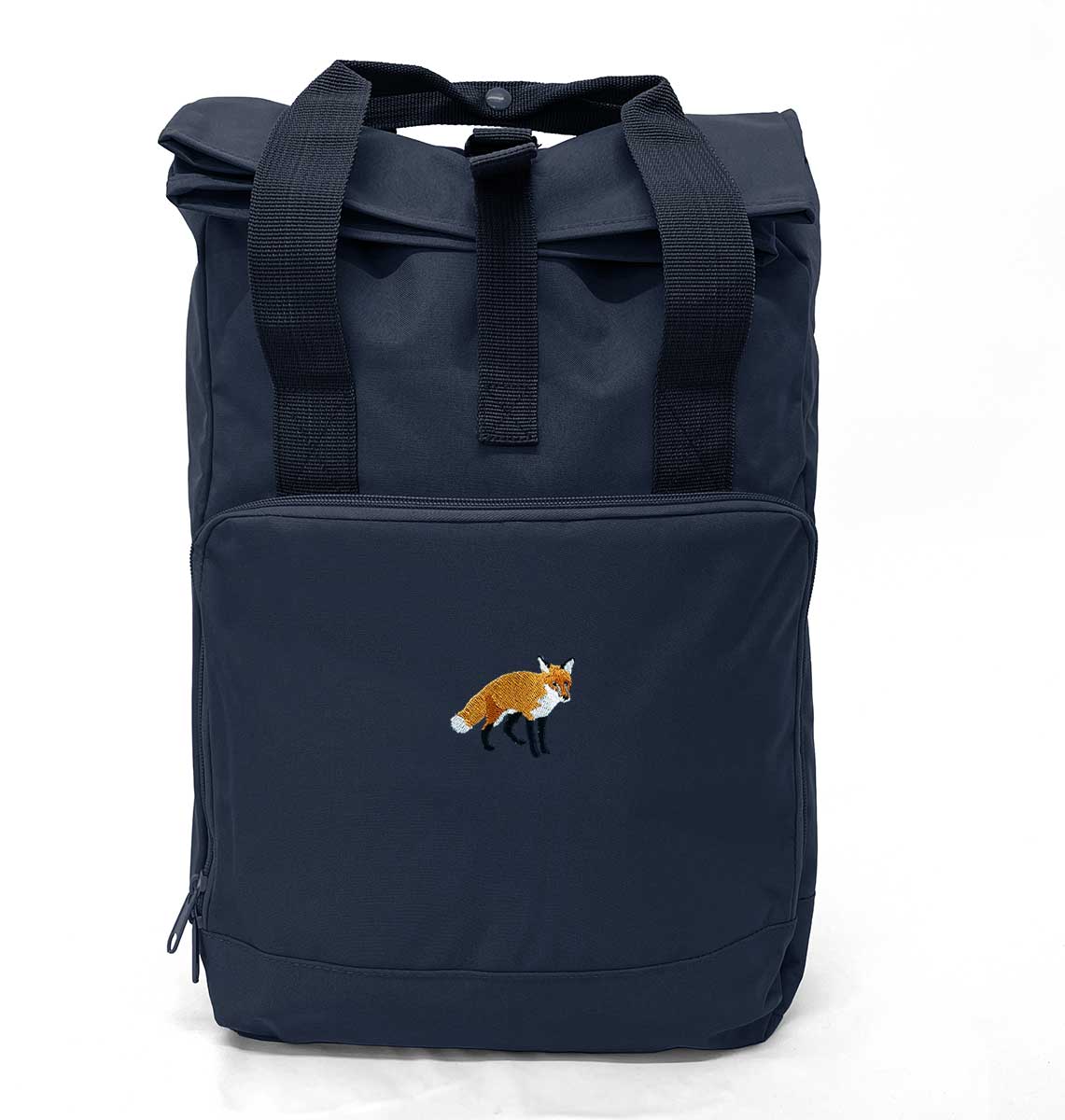 Fox Large Roll-top Laptop Recycled Backpack - Blue Panda