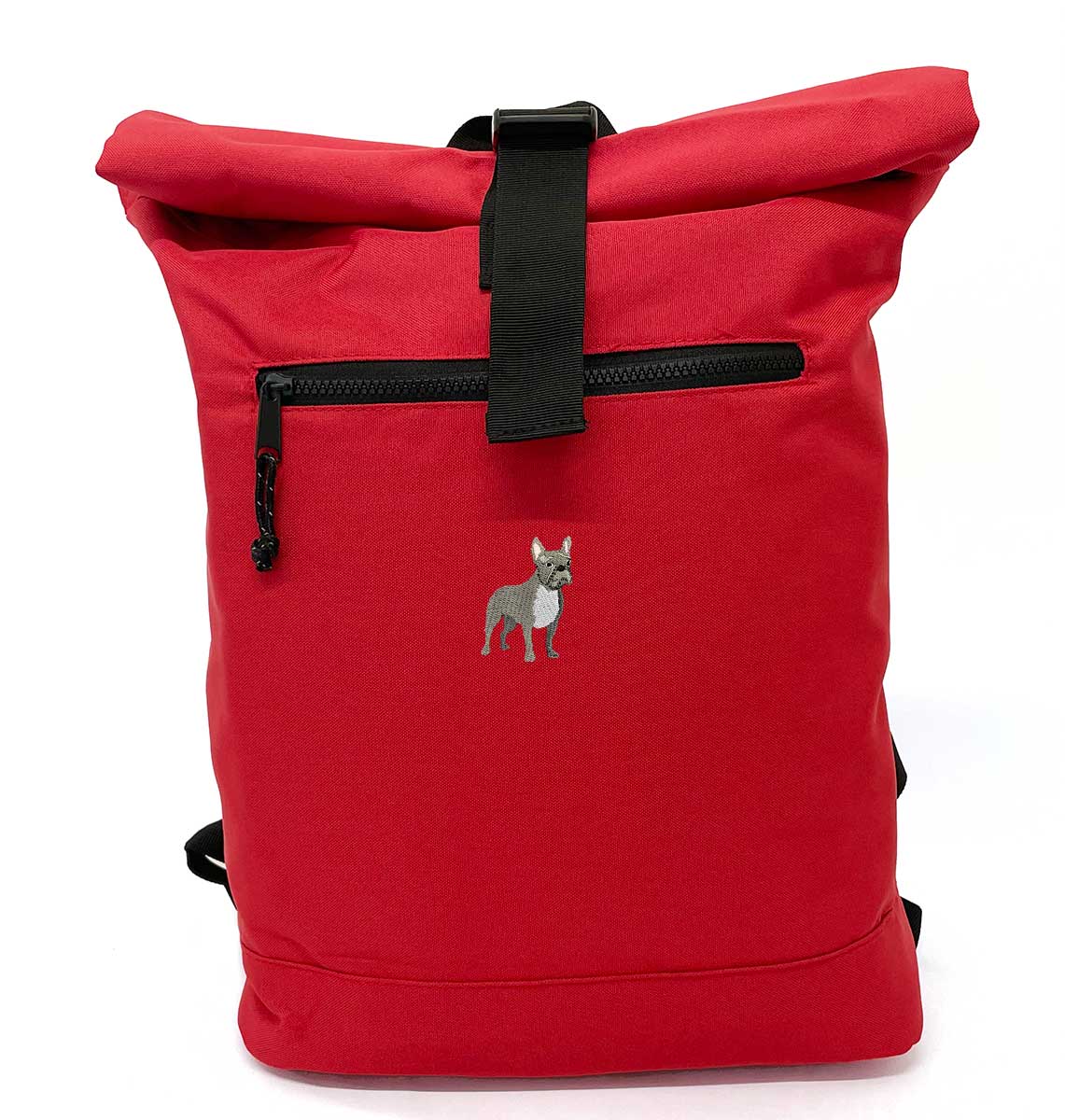 French Bulldog Beach Roll-top Recycled Backpack - Blue Panda