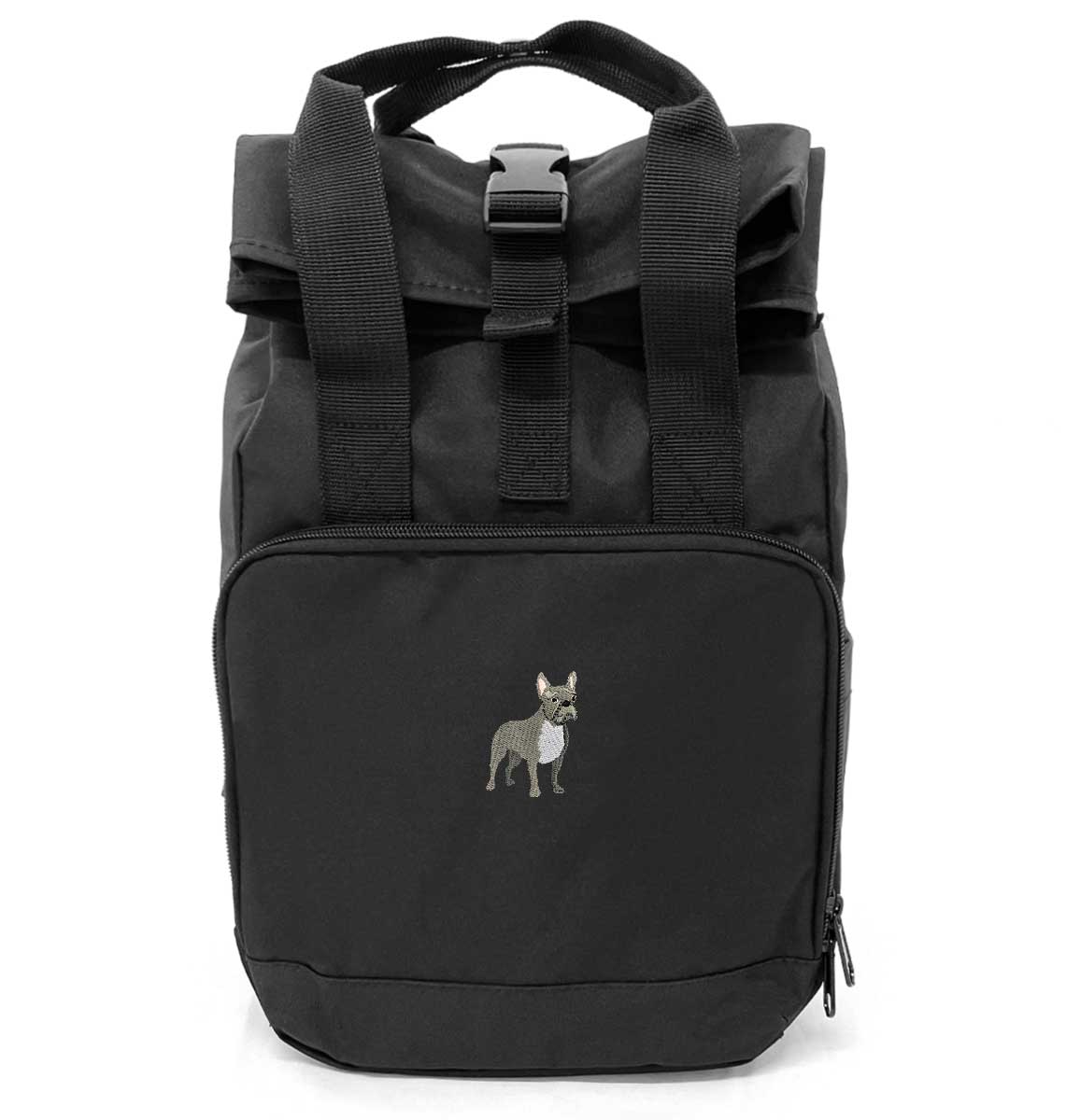 French Bulldog Dog Mini Roll-top Recycled Backpack - Blue Panda