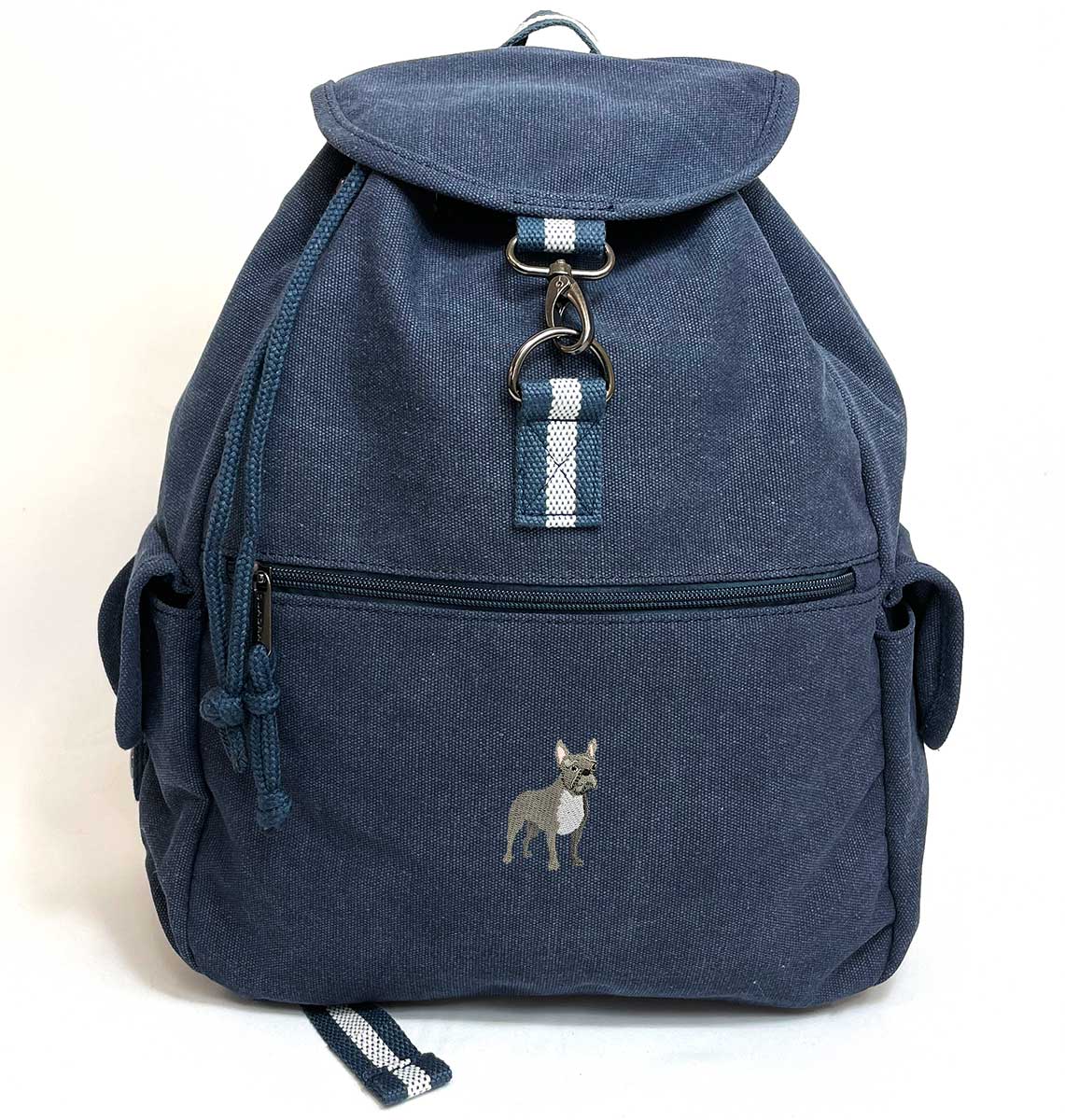 French Bulldog Vintage Canvas Backpack - Blue Panda