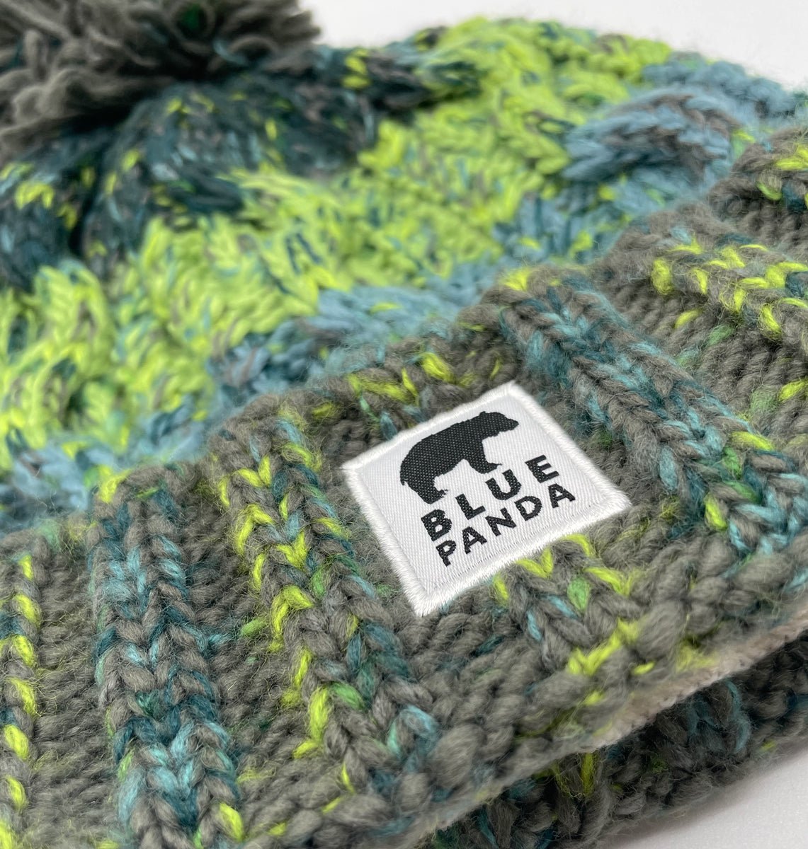 Fresh Lime Bobble Hat - Blue Panda