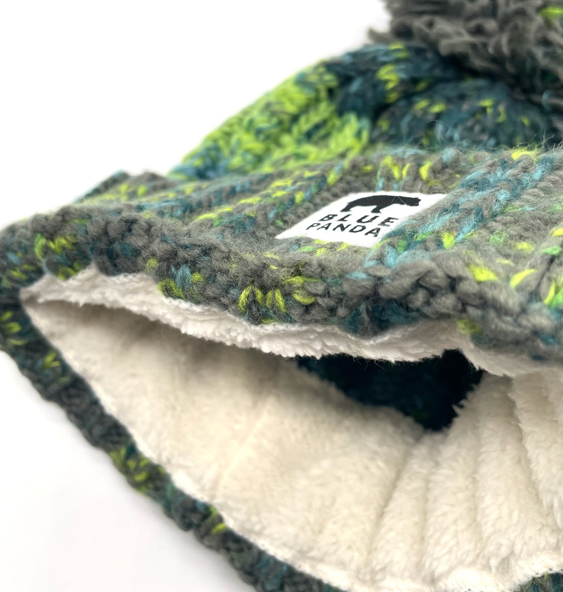 Fresh Lime Bobble Hat - Blue Panda