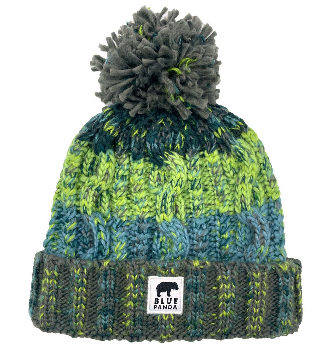 Fresh Lime Bobble Hat - Blue Panda