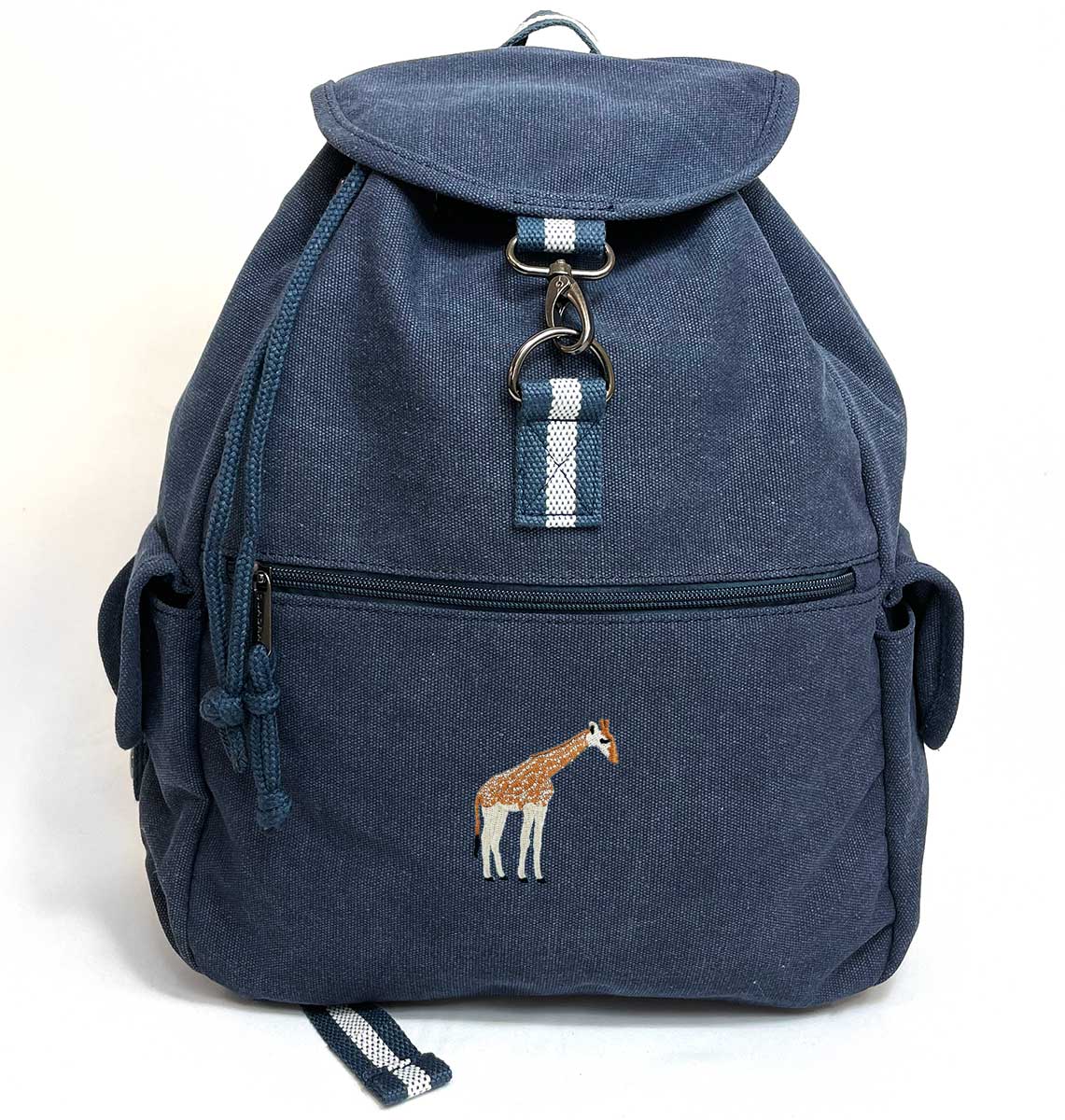giraffe mini backpack Giraffe Canvas Backpack - Giraffe Safari Motif Embroidered Vintage Rucksack