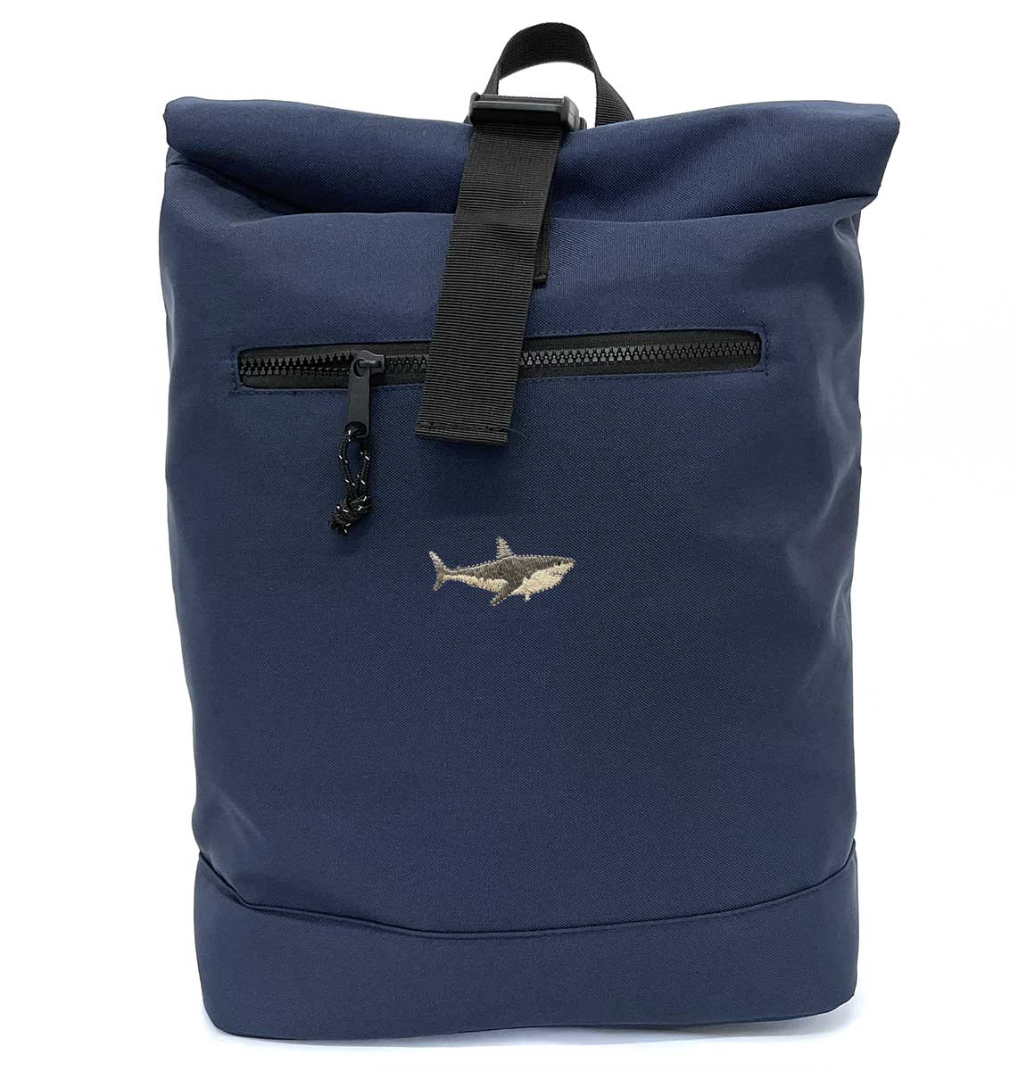 Great White Shark Beach Roll-top Recycled Backpack - Blue Panda