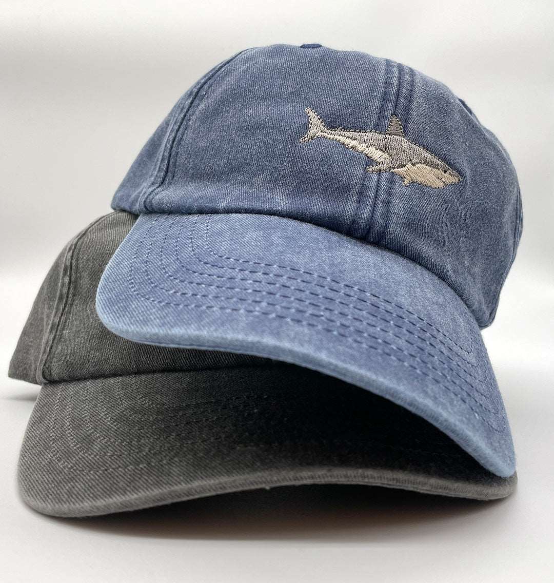 Great White Shark Baseball Cap - Sea Life Conservation Hat - UK, Vintage Denim