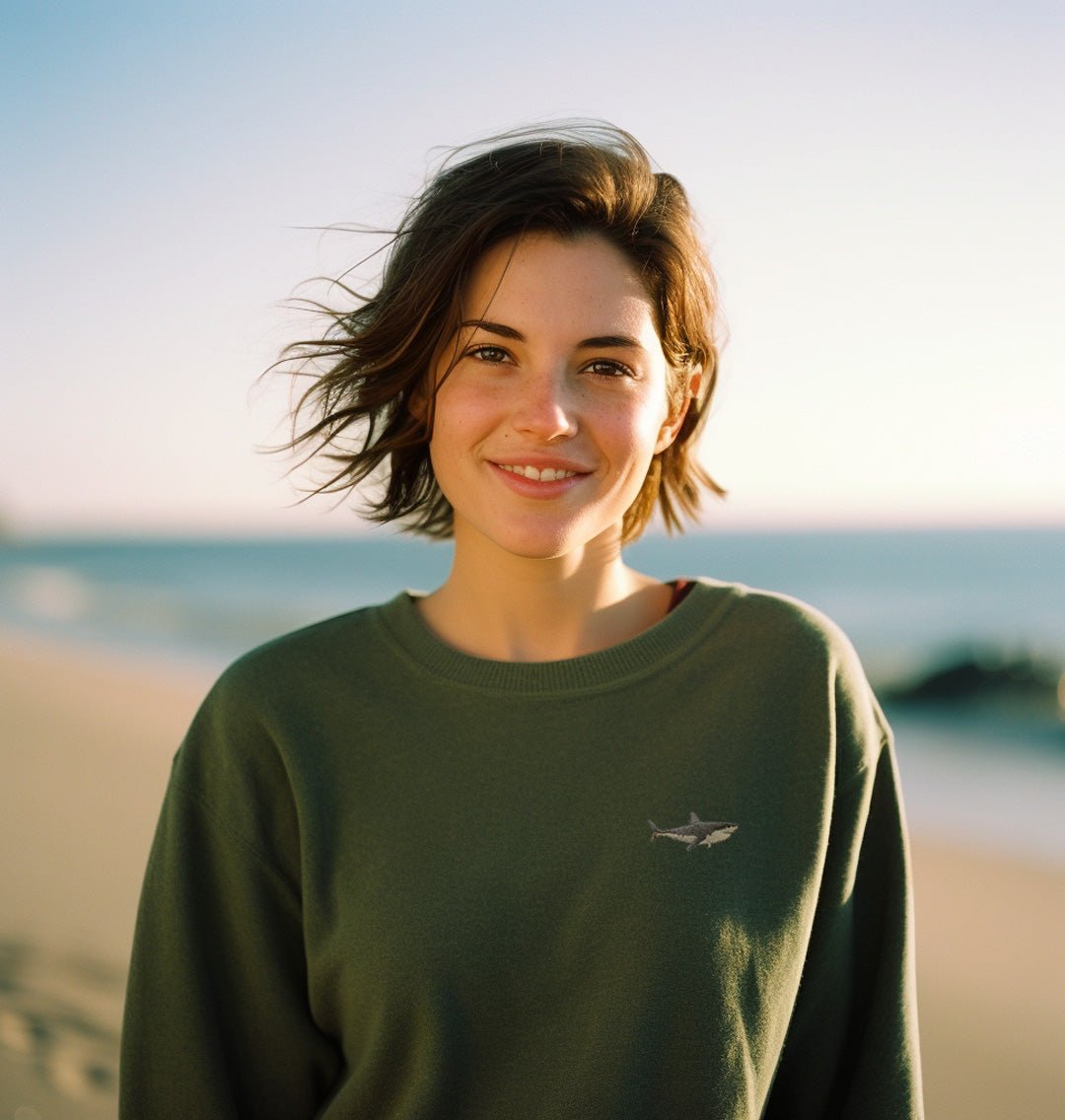 Great White Shark Womens Sweatshirt - Blue Panda