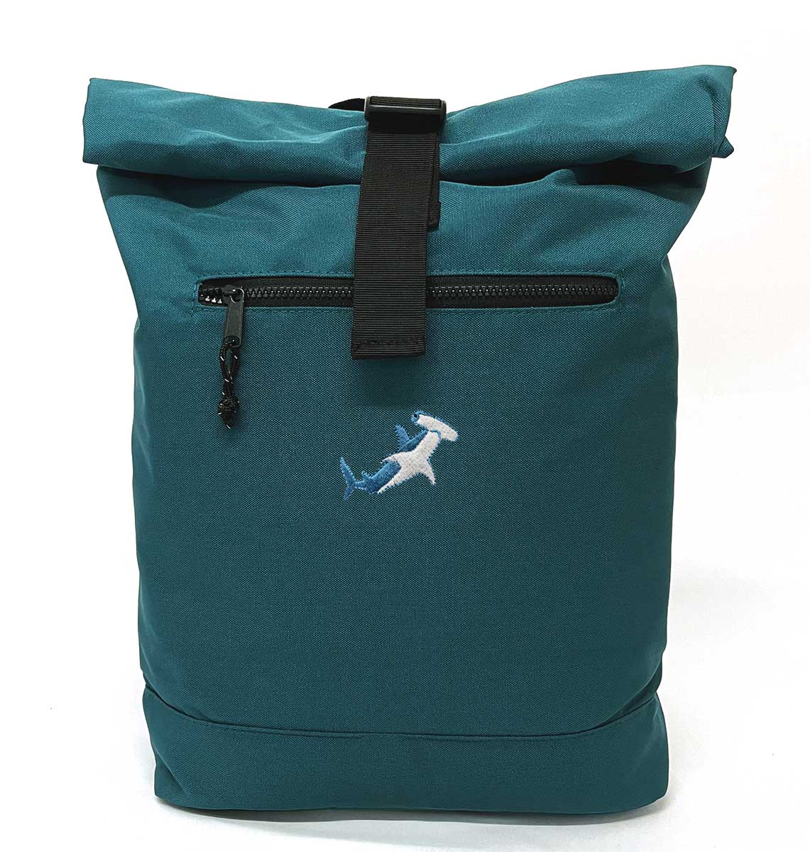 Hammerhead Shark Beach Roll-top Recycled Backpack - Blue Panda