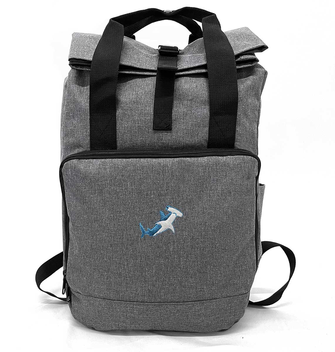 Hammerhead Shark Large Roll-top Laptop Recycled Backpack - Blue Panda