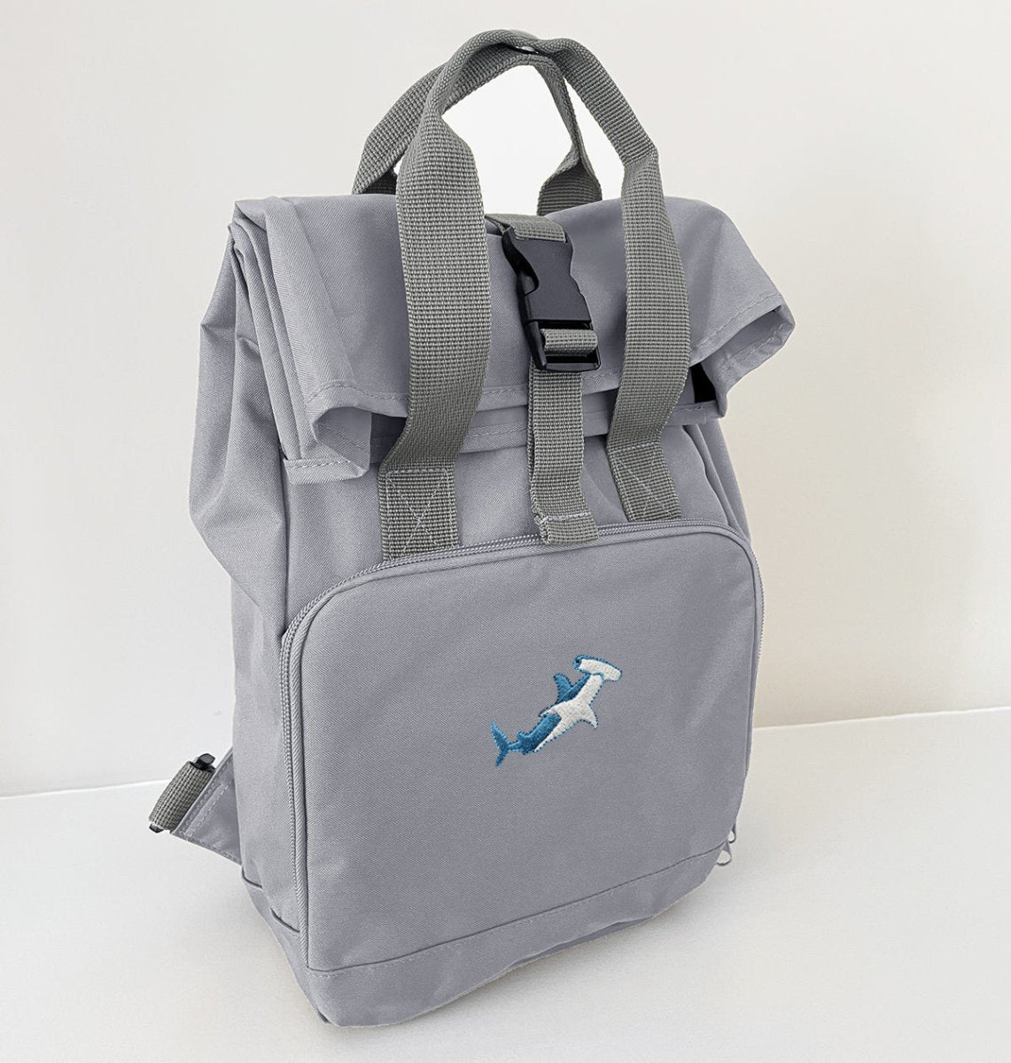 Hammerhead Shark Mini Roll-top Recycled Backpack - Blue Panda
