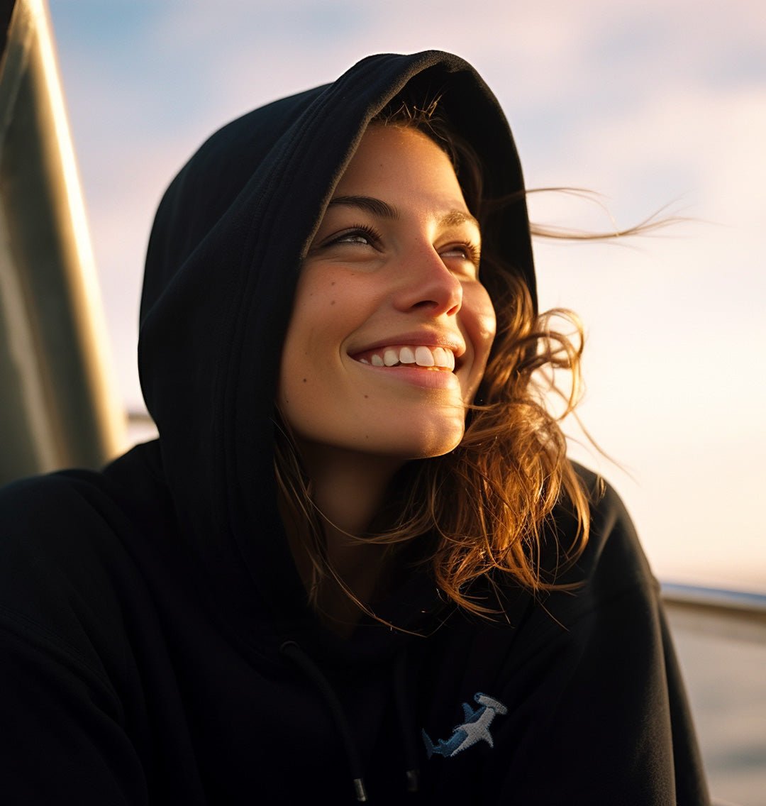 Hammerhead Shark Womens Hoodie - Blue Panda