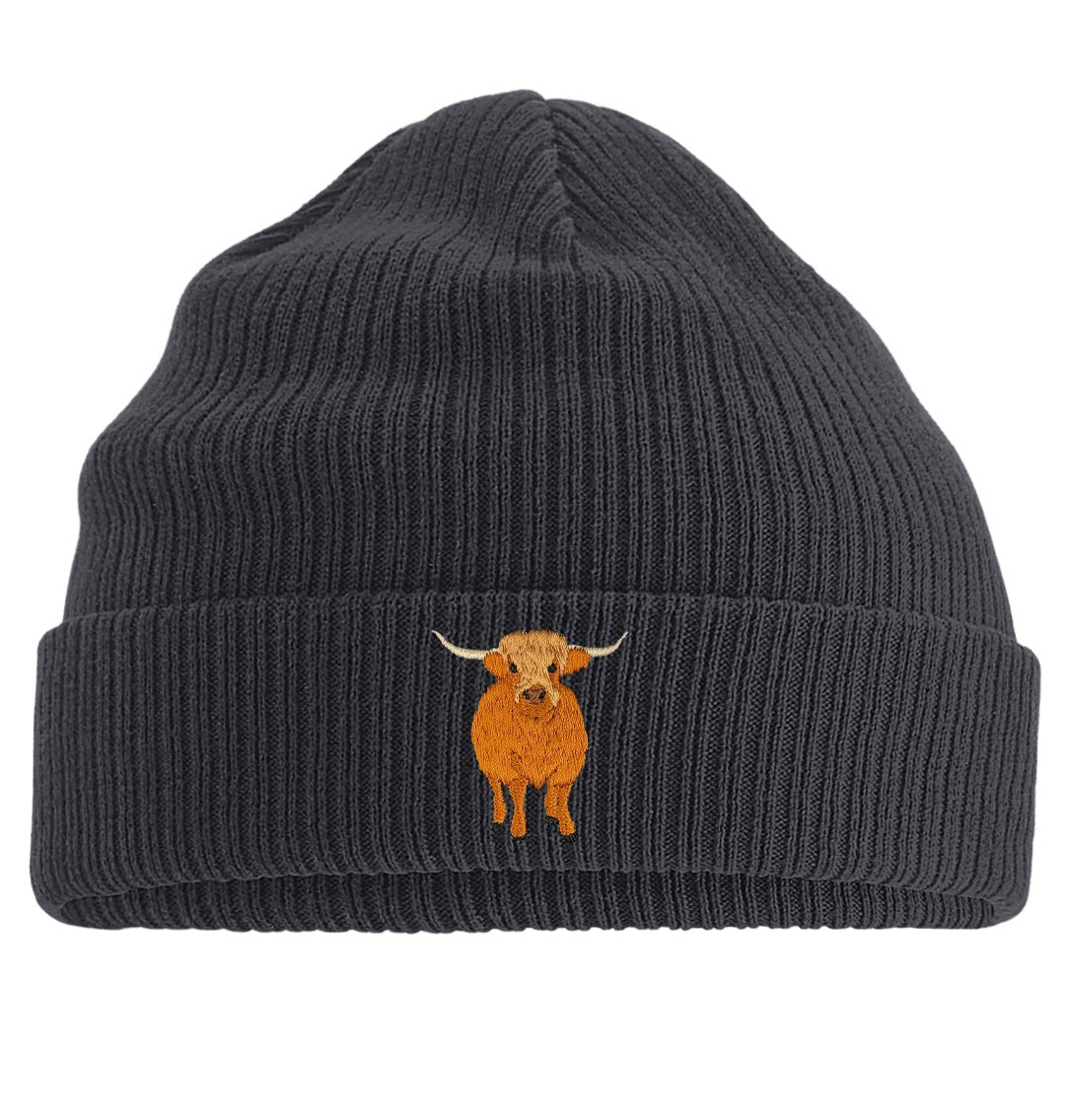 Highland Cow Beanie - Blue Panda