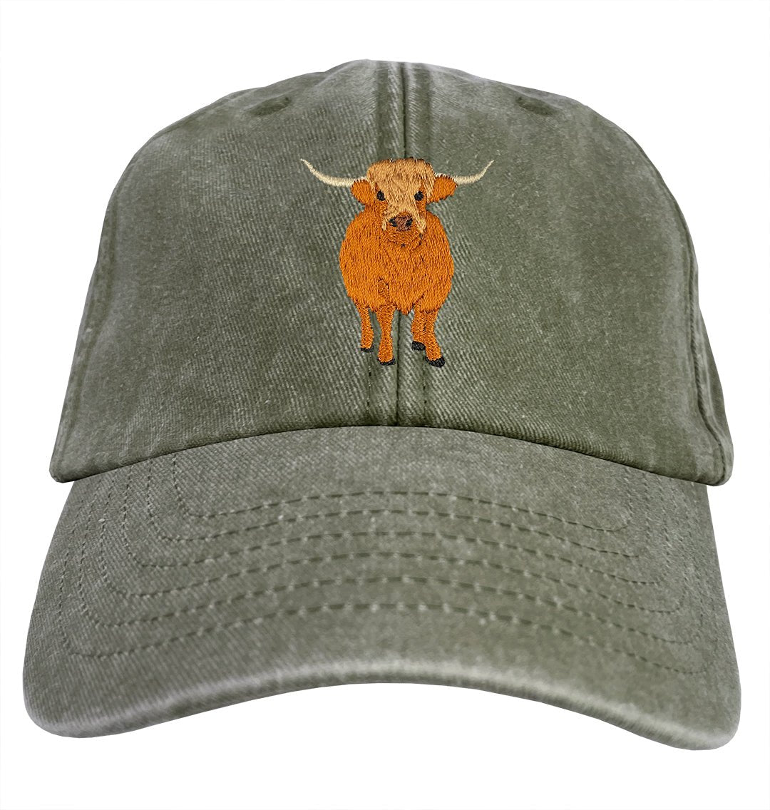 Highland Cow Denim Cap - Blue Panda