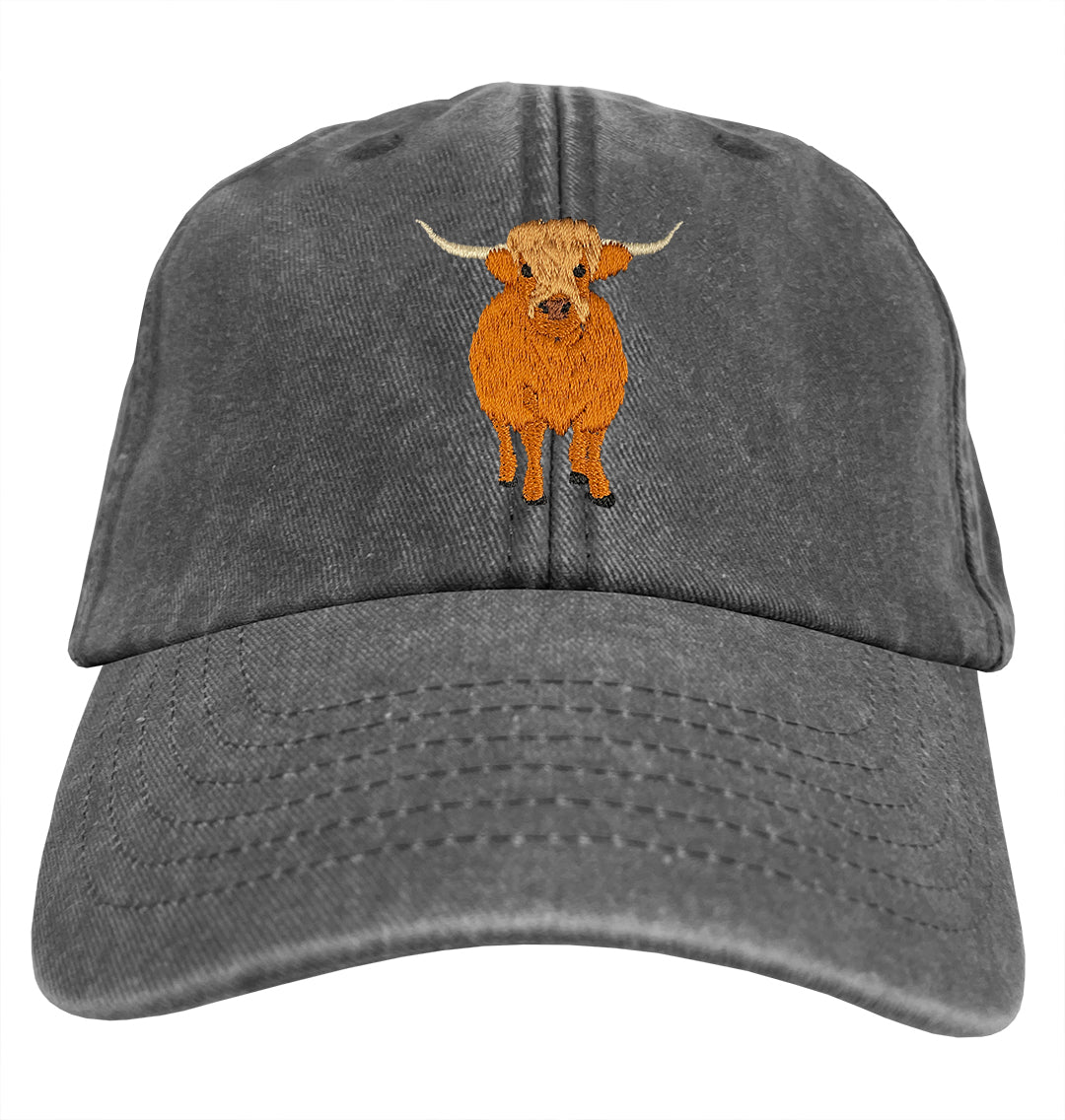 Highland Cow Denim Cap - Blue Panda