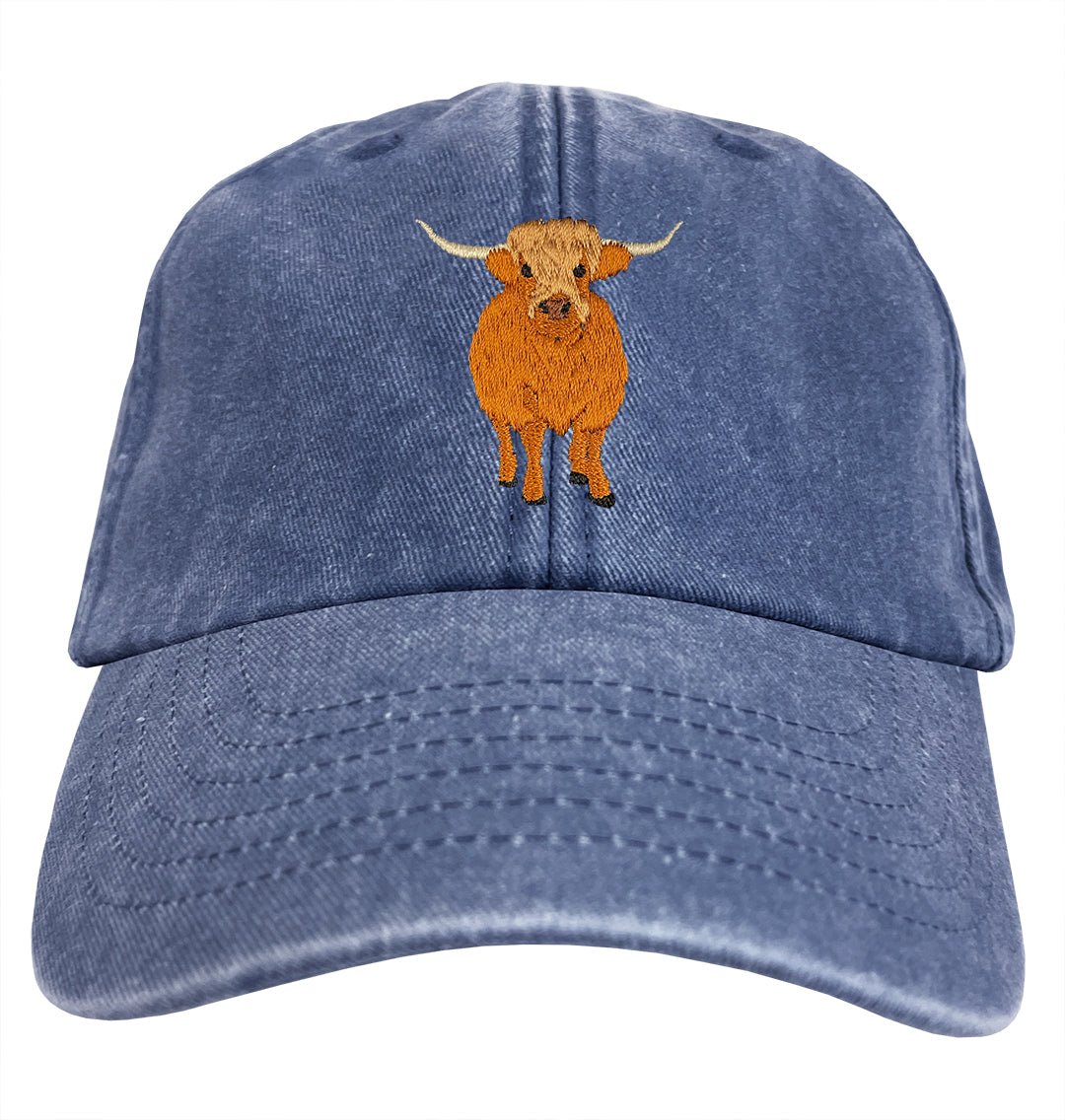 Highland Cow Denim Cap - Blue Panda