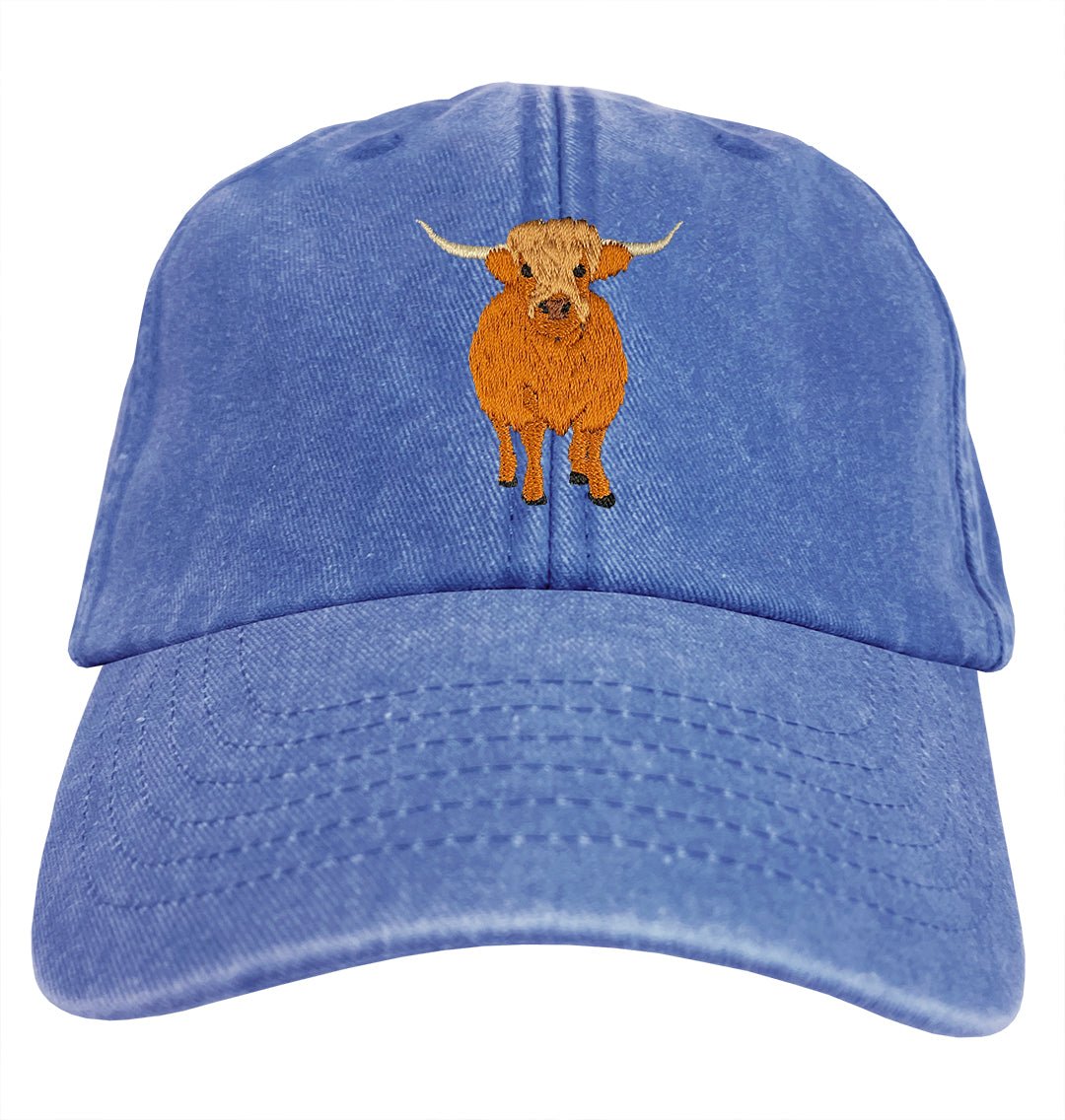 Highland Cow Denim Cap - Blue Panda