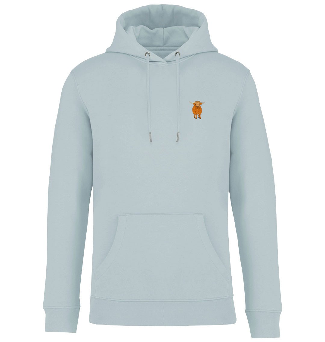 Highland Cow Mens Hoodie - Blue Panda