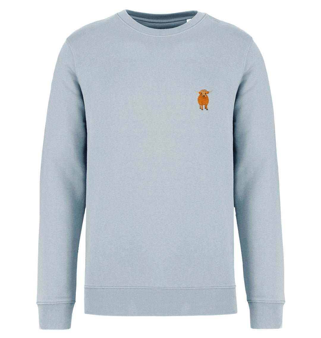 Highland Cow Mens Sweatshirt - Blue Panda