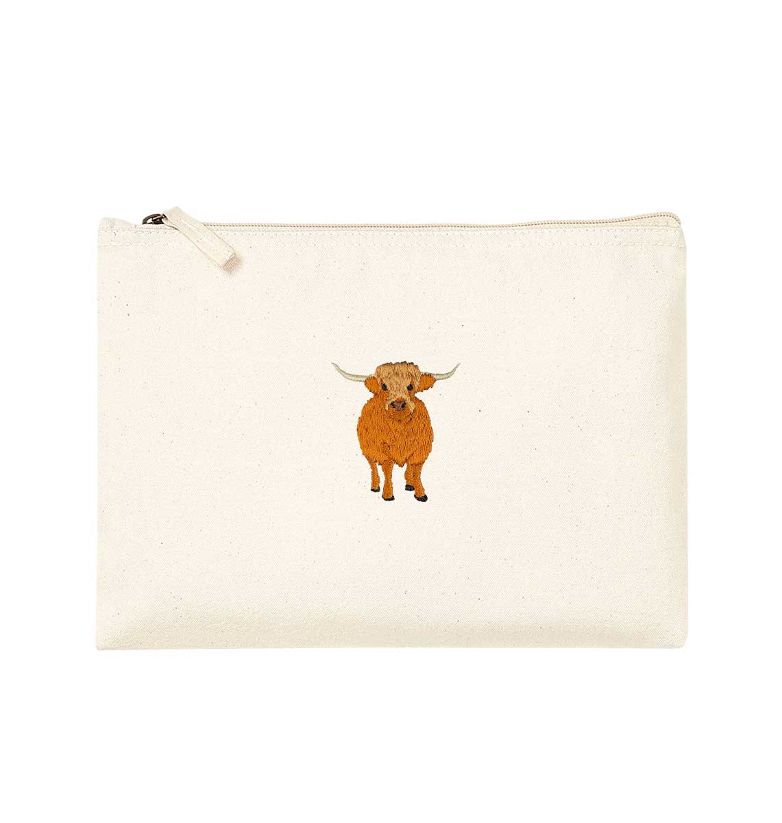 Highland Cow Organic Accessory Pouch - Blue Panda