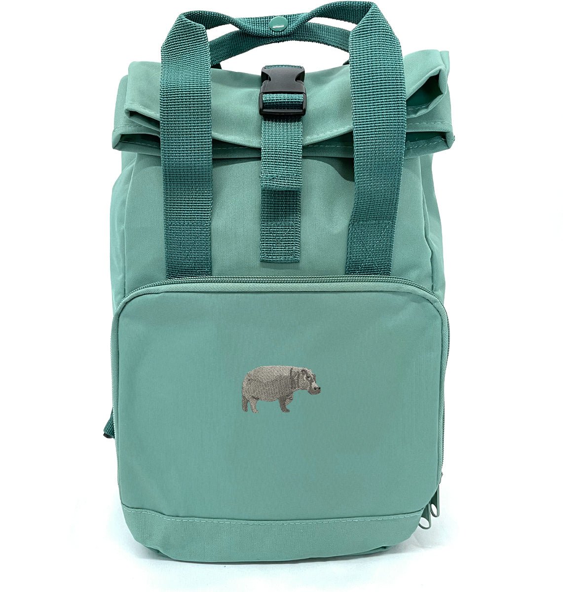 Hippo Mini Roll-top Recycled Backpack - Blue Panda