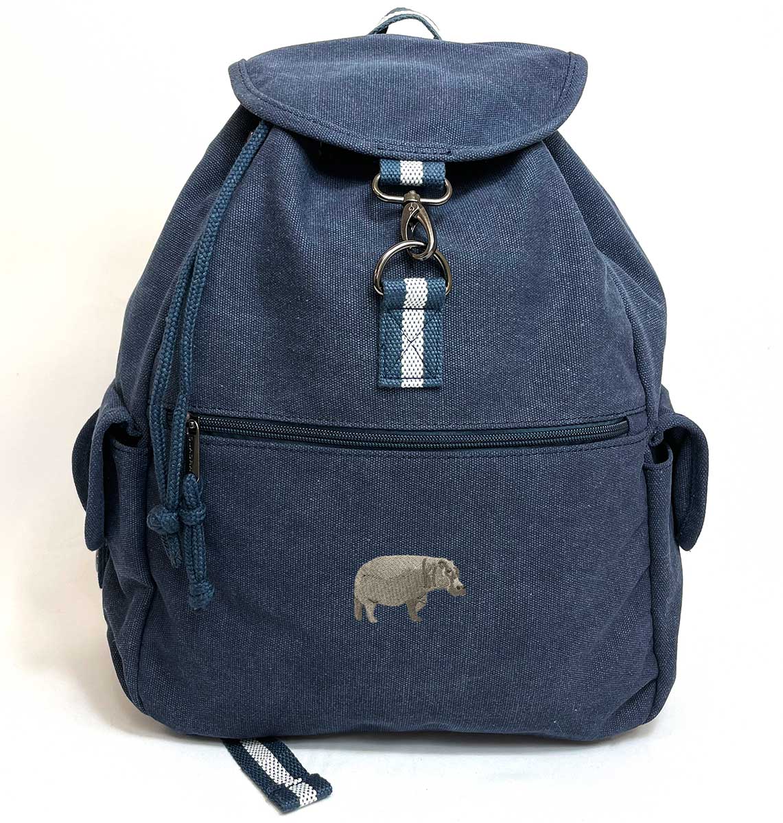 Hippo Vintage Canvas Backpack - Blue Panda
