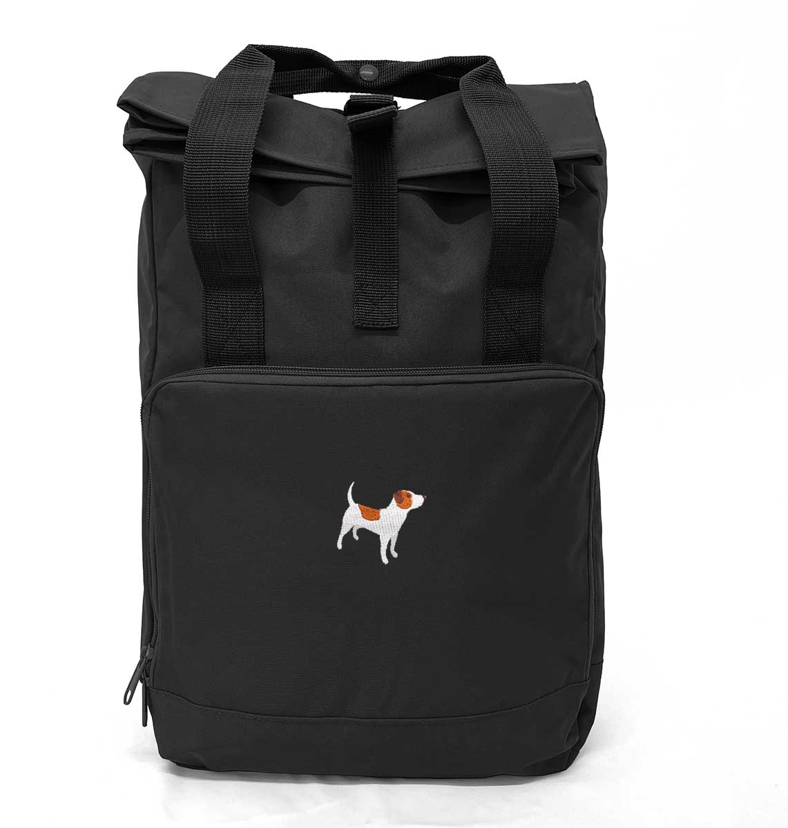 Jack Russell Roll-top Laptop Recycled Backpack - Blue Panda