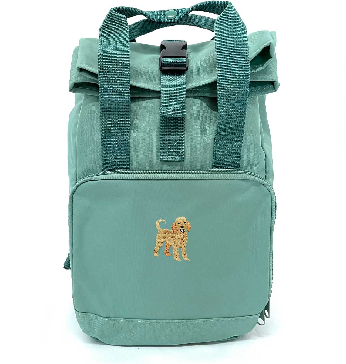 Labradoodle Mini Roll-top Recycled Backpack - Blue Panda