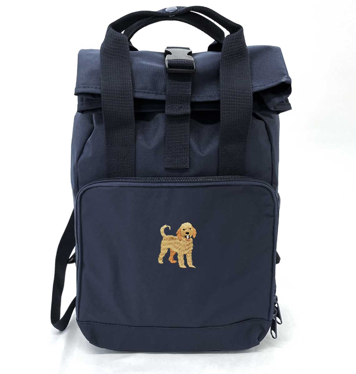 Labradoodle Mini Roll-top Recycled Backpack - Blue Panda
