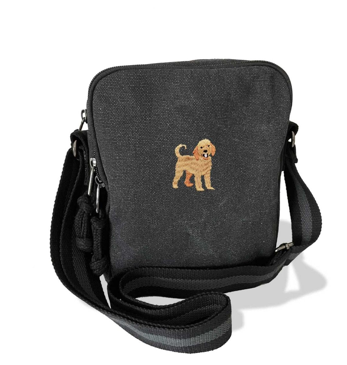 Labradoodle Vintage Canvas Cross-Body Hand Bag - Blue Panda