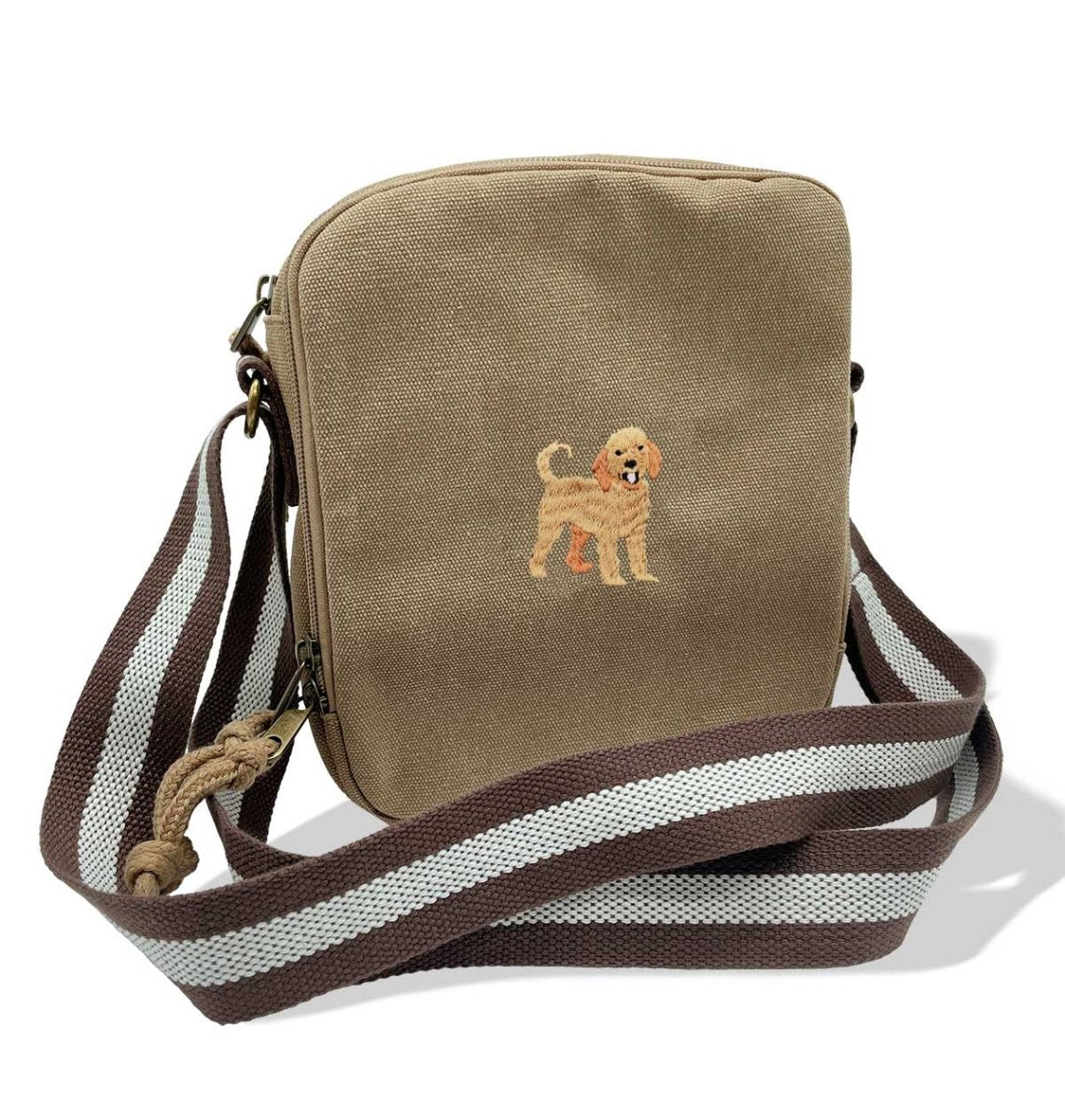 Labradoodle Vintage Canvas Cross-Body Hand Bag - Blue Panda